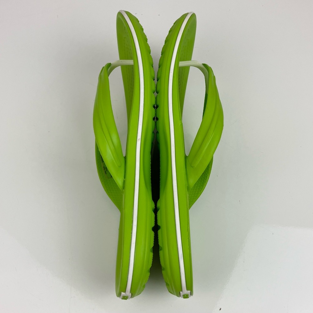 CROCS CROCBAND FLIP FLOPS LIME GREEN THONG SANDALS (WOMEN'S 9/MEN'S 7) - Picture 3 of 9